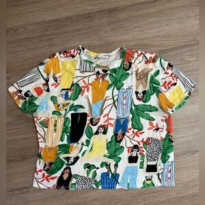 ZARA - Women’s Print Tee - White/Multicolor